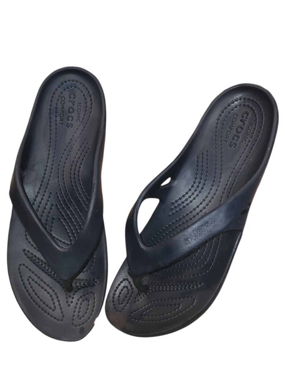 CROCS Kadee II Flip Flops Navy Blue Flat Thong Sandals Size 9 Comfort Slip-Ons